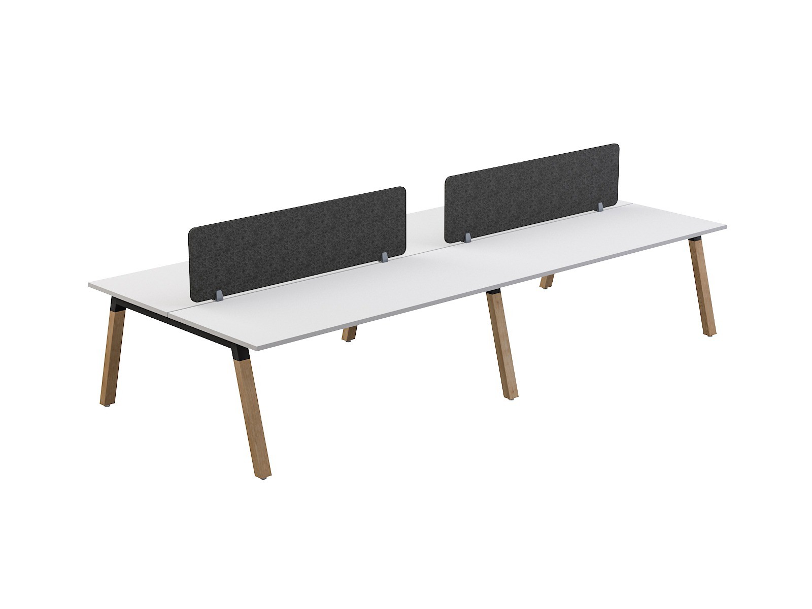 OL Plantation 4 Users Double – Sided Desk with Radius Screens